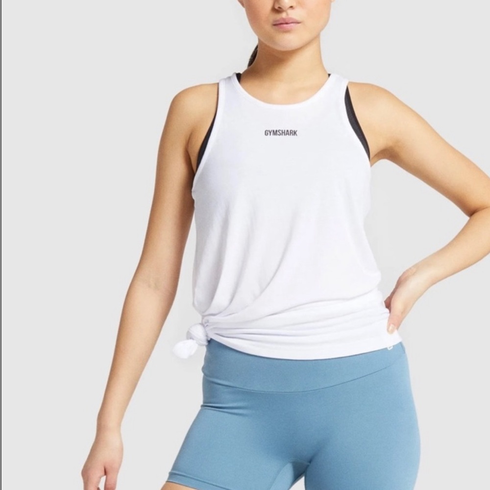 Size Medium GymShark Brand Tank Top White & Black